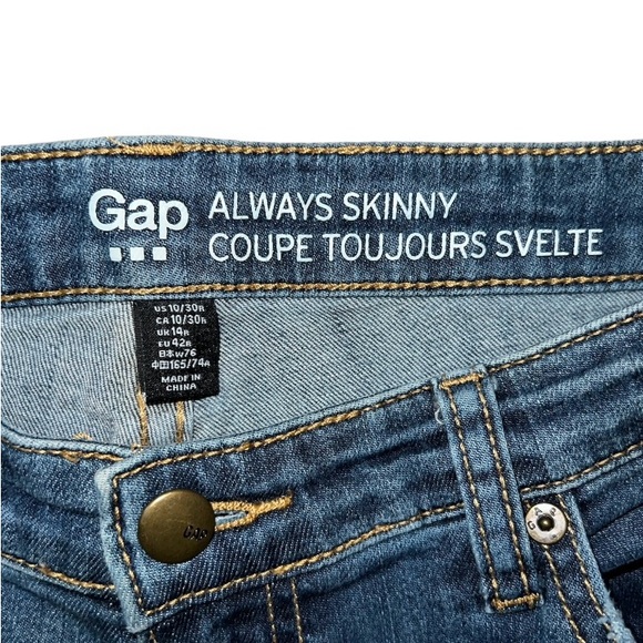 Gap Always Skinny Coupe Toujours Svelte Distressed Jeans Size 10 / 30R - Picture 2 of 5